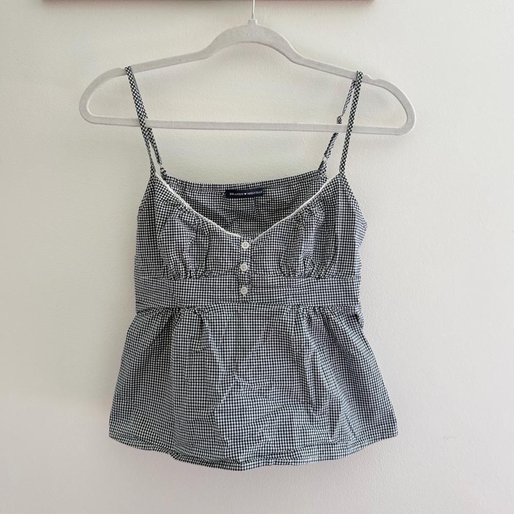 Brandy melville navy gingham babydoll top